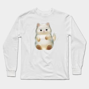 Cute Chubby Glass Cat Design Long Sleeve T-Shirt